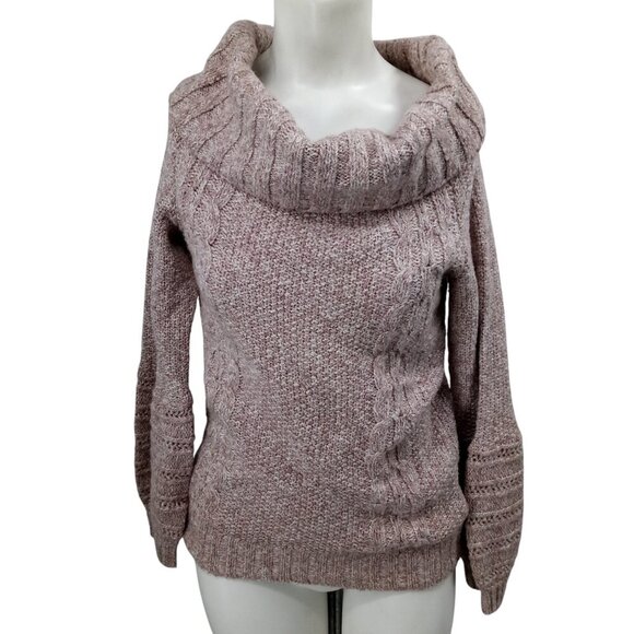 Sleeping On Snow Beige Cowl Neck Cable Neck Puff Sleeve Sweater Size XS Anthro - Picture 1 of 13